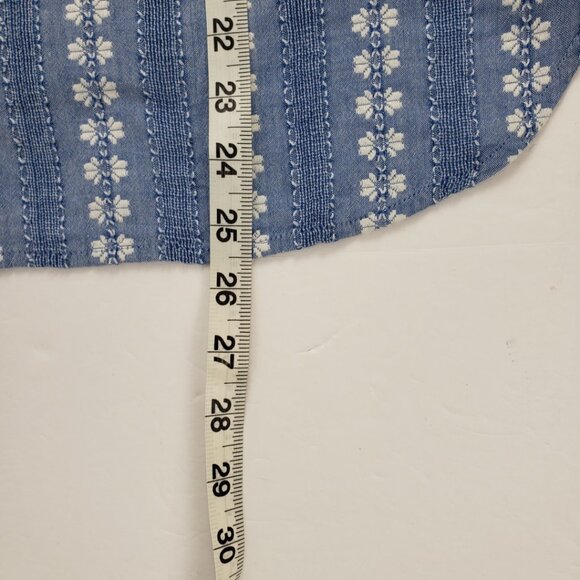 Loft XXS Blue White Embroidery Cotton Women Spring Blouse Top Short Sleeve - Picture 10 of 14